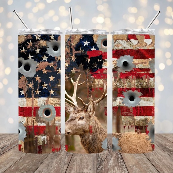 Deer Hunting 20oz Tumbler With Metal Straw - Picture 2 of 3